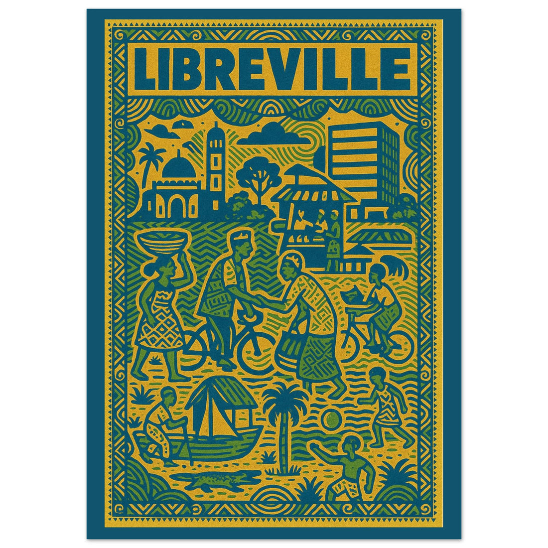 Affiche Libreville – Art urbain africain | Décoration murale