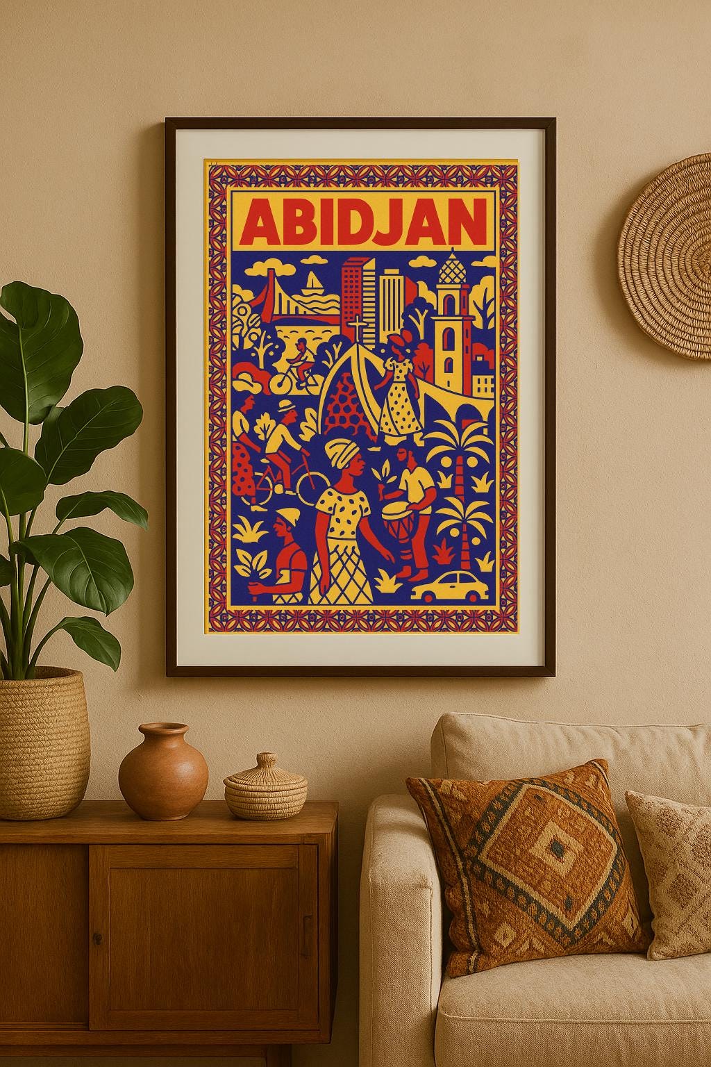 Affiche Abidjan – Art urbain africain | Décoration murale inspirée de la Côte d’Ivoire